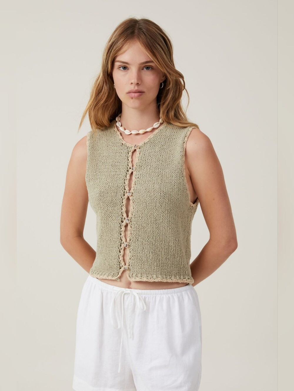 Boucle Blanket Stitch Vest